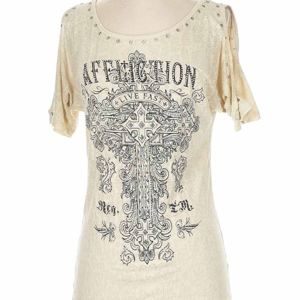Affliction Cream Graphic Short Sleeve T-Shirt